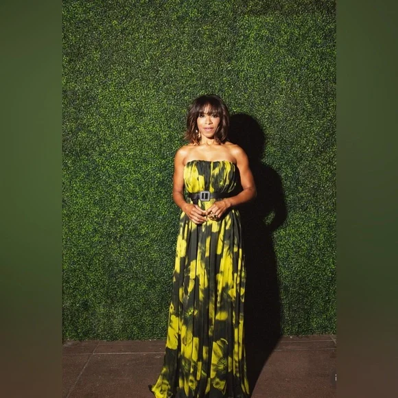 $795 HALSTON Claudette Floral Print Chiffon Strapless Gown Dress size 2 NWT - Picture 6 of 16